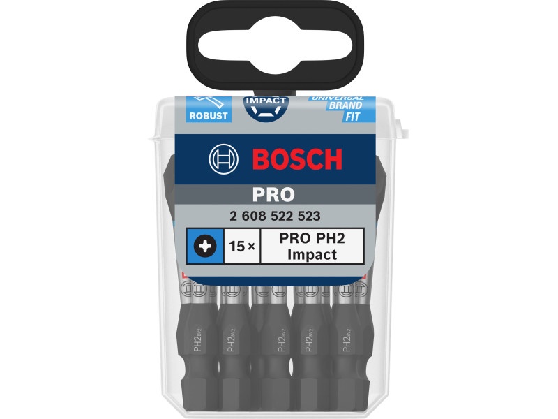 BOSCH PRO Bihegy de impact PH2 x 55 mm Tic Tac în cutie 1/4" Hex (15 buc) - 1 | YEO