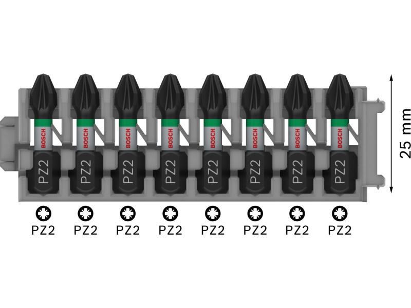 BOSCH PRO Bithegy PZ2 x 8db / 25 mm Pick & Click - 2 | YEO