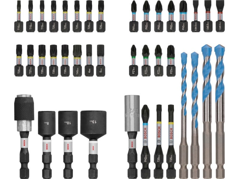 BOSCH PRO Impact bit de vârf și burghiu universal set de 40 de piese 1/4" Hex