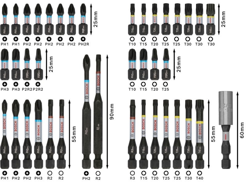 BOSCH PRO Impact bit point set 44 piese 1/4" Hex - 2 | YEO