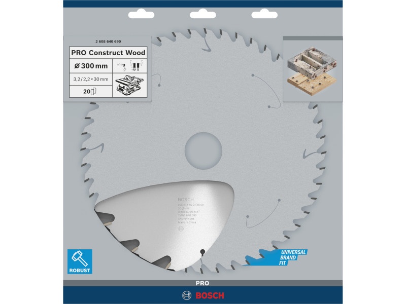 BOSCH PRO Lamă de ferăstrău pentru lemn 300 x 30 x 3,2 mm / 20T Construct Wood - 1 | YEO