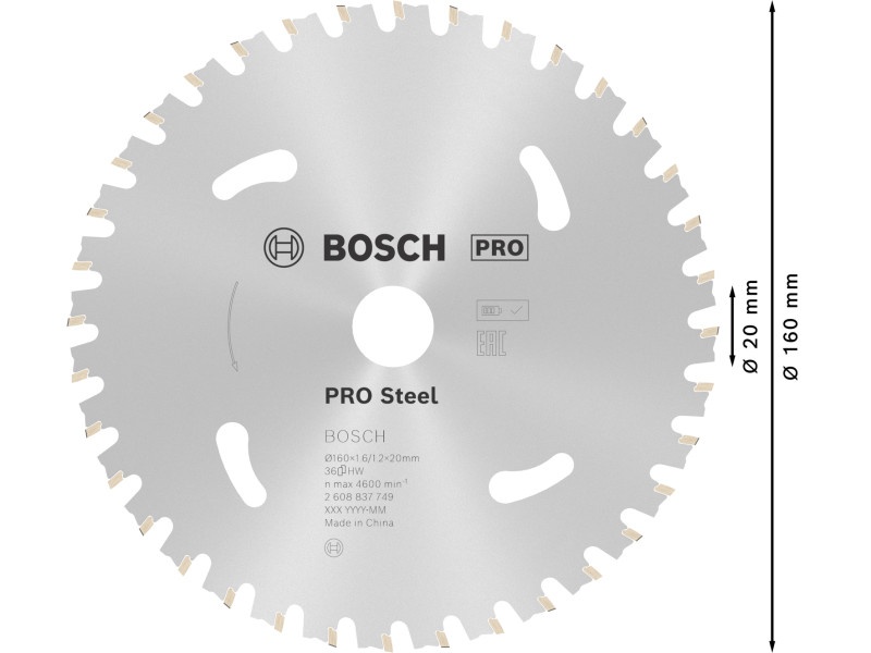 BOSCH PRO Lamă de ferăstrău pentru metal 160 x 20 x 1,6 mm / 36T - 3 | YEO
