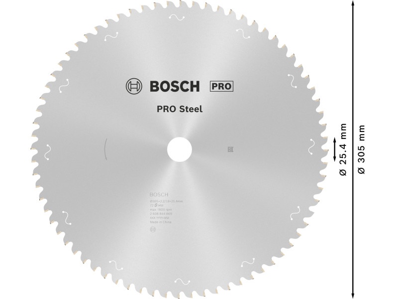 BOSCH PRO Lamă de ferăstrău pentru metal 305 x 25,4 x 2,2 mm / 72T - 3 | YEO