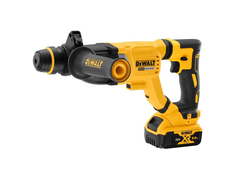 Burghiu cu percuție DEWALT cu acumulator 18 V SDS-Plus fără perie de carbon (1 x acumulator 5.0 Ah + încărcător) DCH263P1