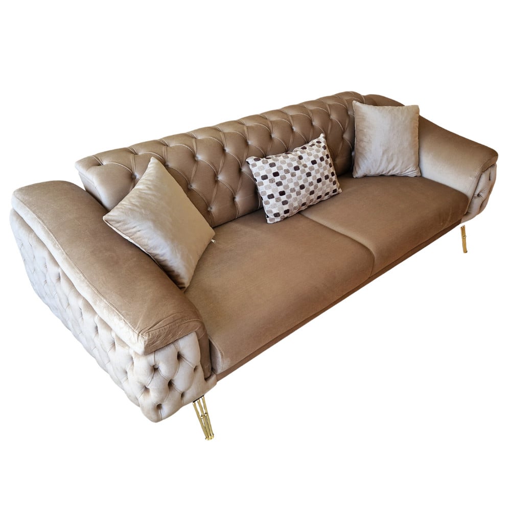 Canapea Extensibila Cavalli, 240x95x80cm, 3 locuri, baby Face V-04 Beige, Glasspandoor - 3 | YEO