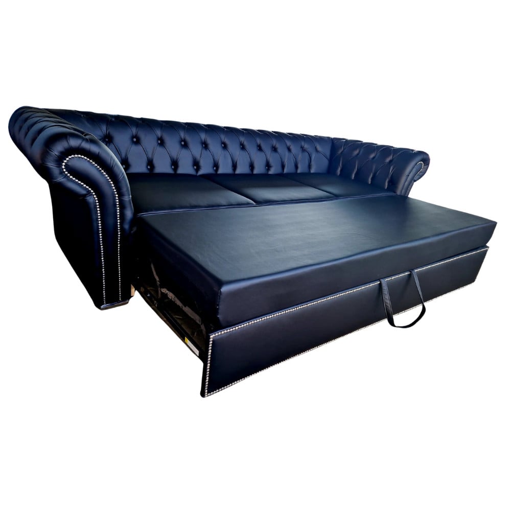 Canapea Extensibila Chesterfield, 250x100x75cm, 3 locuri, Cayenne 1114 Black, Glasspandoor - 1 | YEO