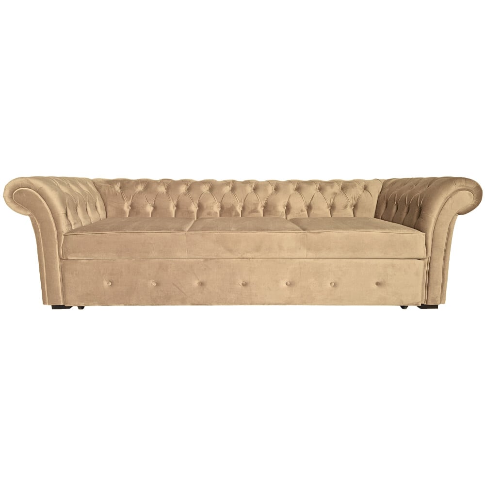 Canapea Extensibila Chesterfield, 250x100x75cm, 3 locuri, Velutto 03 Mika, Glasspandoor