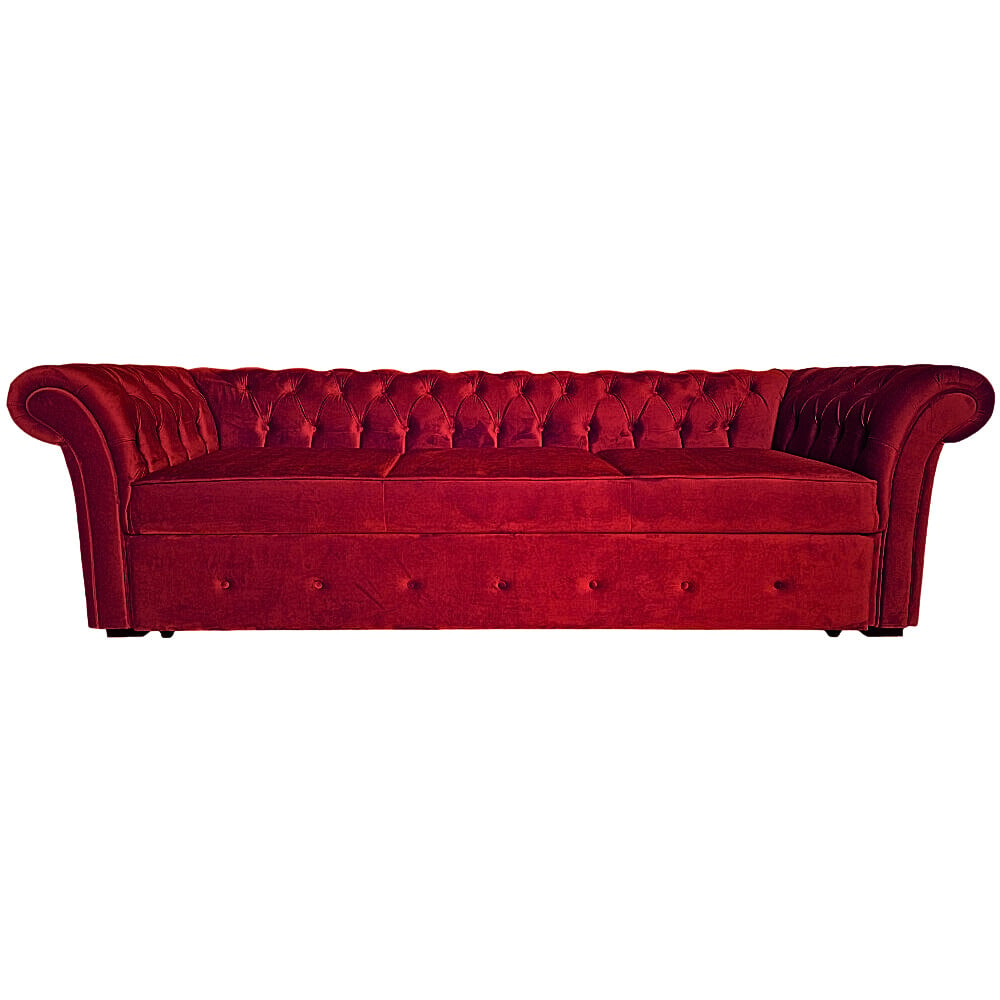 Canapea Extensibila Chesterfield, 250x100x75cm, 3 locuri, Velutto 07 Dark Red, Glasspandoor - 3 | YEO