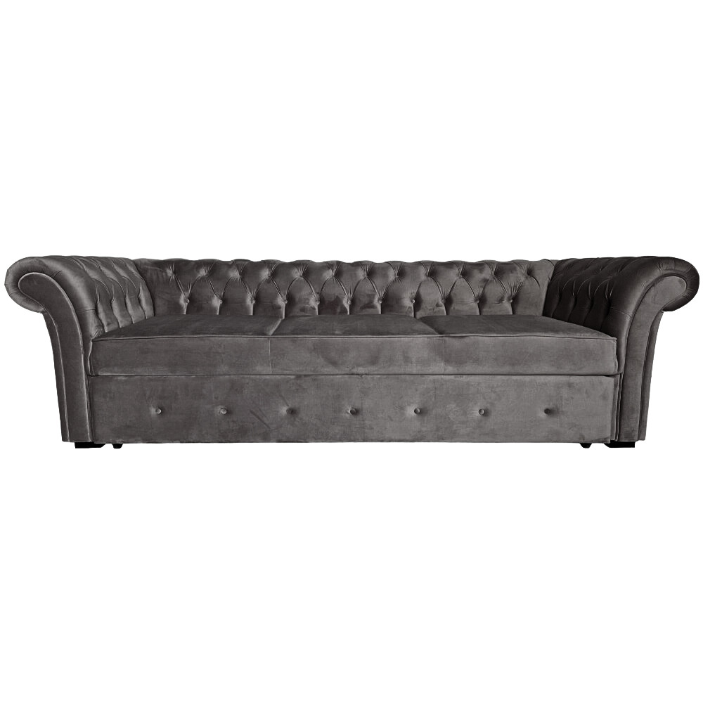 Canapea Extensibila Chesterfield, 250x100x75cm, 3 locuri, Velutto 19 Graphite, Glasspandoor - 3 | YEO