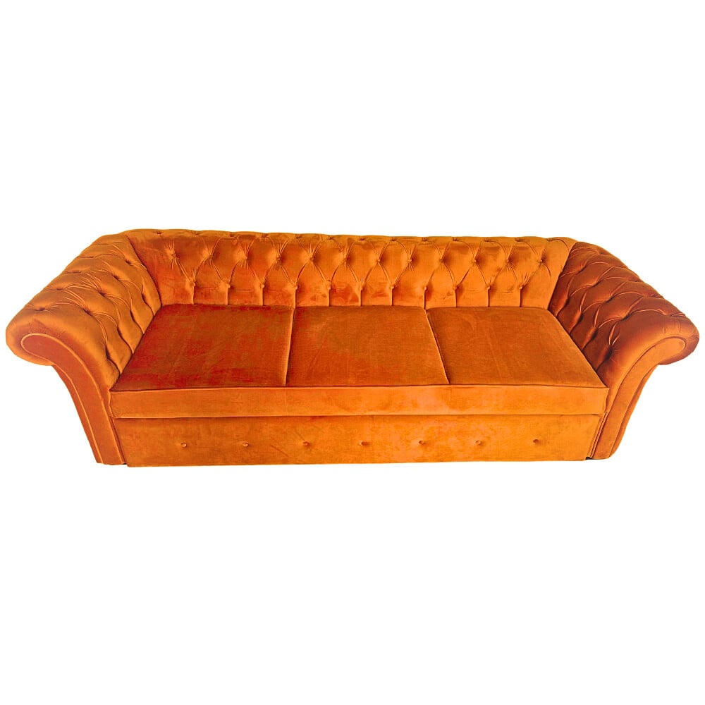 Canapea Extensibila Chesterfield, 250x100x75cm, 3 locuri, Velutto 33 Rust, Glasspandoor - 2 | YEO