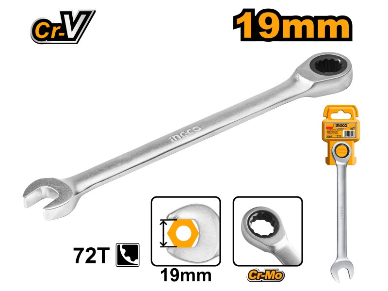 Cheie cu clichet INGCO Star 19 mm / 245 mm CrV