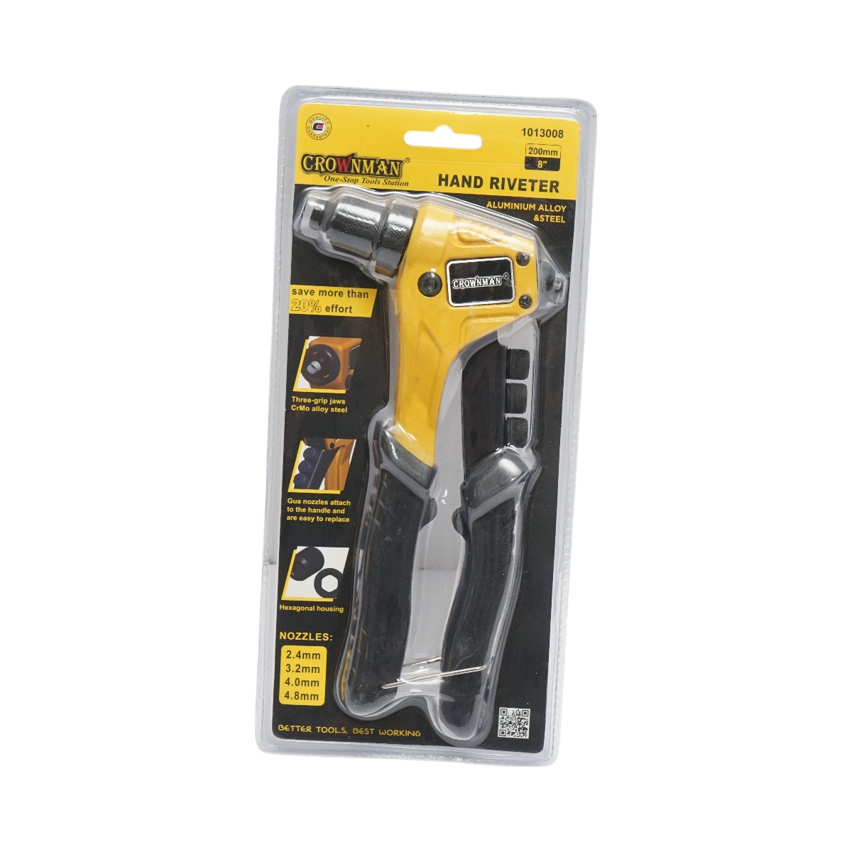 Cleste popnituri din aluminiu 200mm, 4 capete interschimbabile 2.4, 3.2, 4.0, 4.8mm industrial , Cod: DISPN75, Marca: CROWNMAN