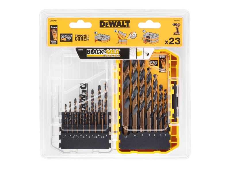 DEWALT Black & Gold Twist Drill Set 23 piese (1.0 - 12.0 mm) - 2 | YEO