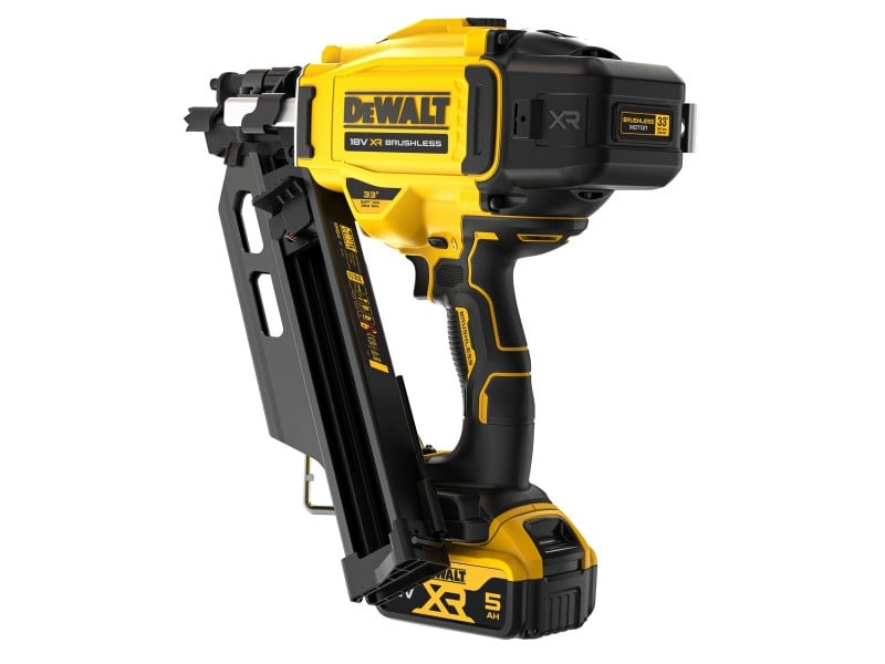 DEWALT cuie de construcție fără fir 33° 18 V (2 baterii 5.0 Ah + încărcător) în geantă - 2 | YEO