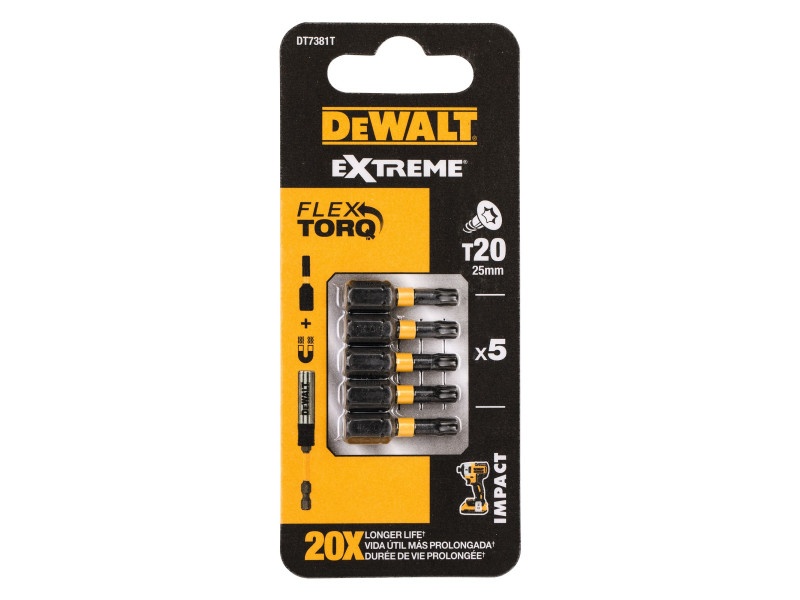 DEWALT Extreme Impact vârf de bit T20 x 25 mm (5 buc) - 2 | YEO