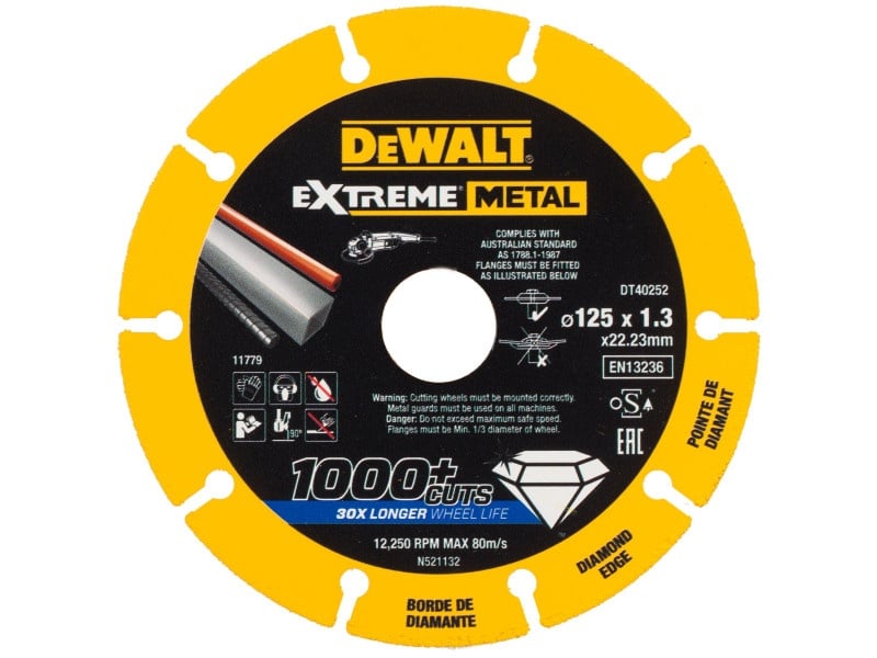 DEWALT EXTREME METAL Disc diamantat de tăiere pentru metal 125 x 1,3 x 22,2 mm (metal/alu/inox)