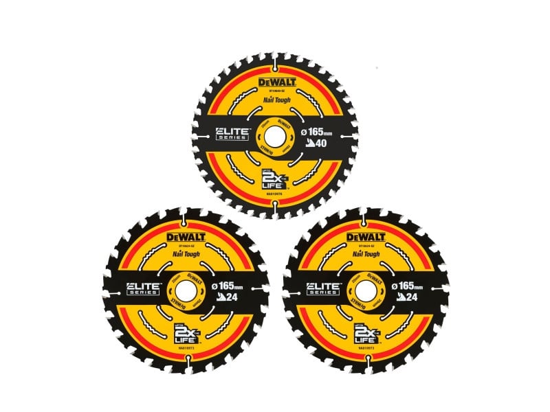 DEWALT EXTREME Set lame de ferăstrău 3 piese pentru lemn 165 x 20 x 1,65 mm / 2 x 24T + 1 x 40T