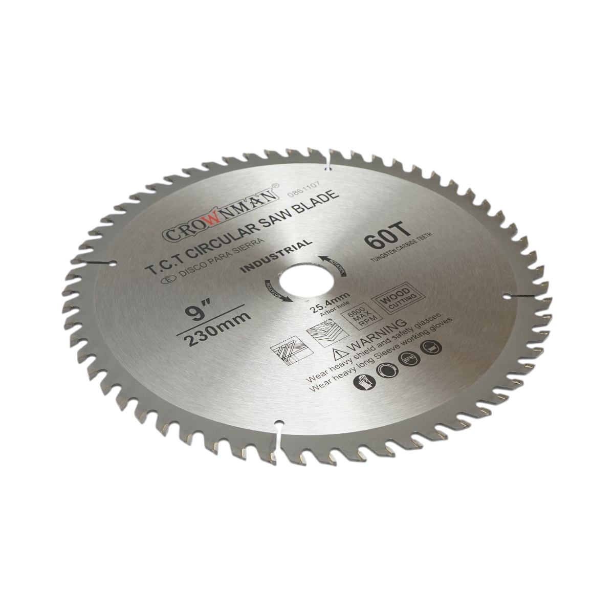 Disc circular vidia pentru lemn 230x25.4mm, viteza max. 6600rpm, 60 dinti, industrial , Cod: DISPT25, Marca: CROWNMAN - 2 | YEO