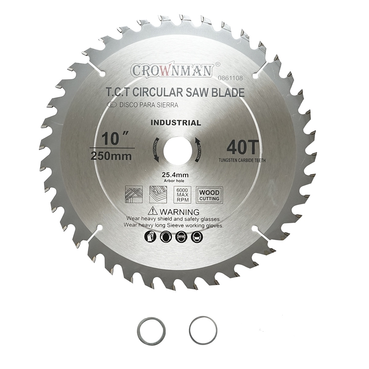 Disc circular vidia pentru lemn 250x25.4mm, viteza max. 6000rpm, 40 dinti , , Cod: DISPT27 , Marca: CROWNMAN