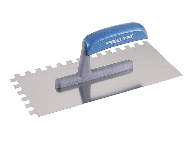 FESTA fier zimțat 130 x 280 mm inox 10 x 10 mm cu mâner din plastic