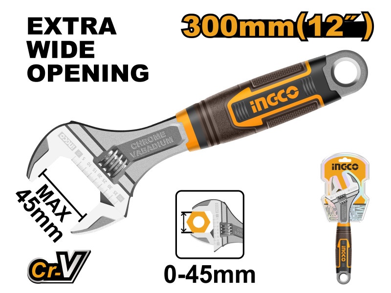 INGCO Cheie reglabilă 0-45 mm / 300 mm CrV