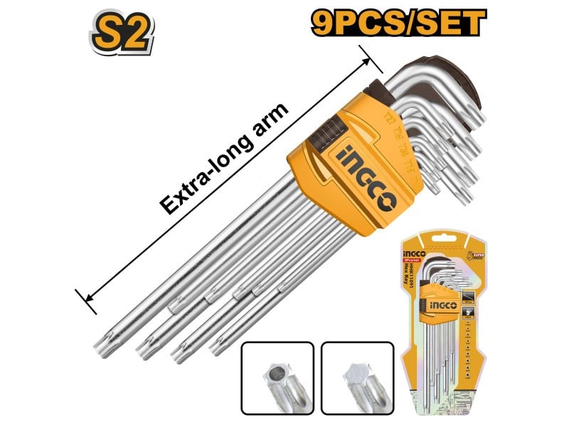 INGCO Set de chei torx lungi 9 piese T10-T50 S2