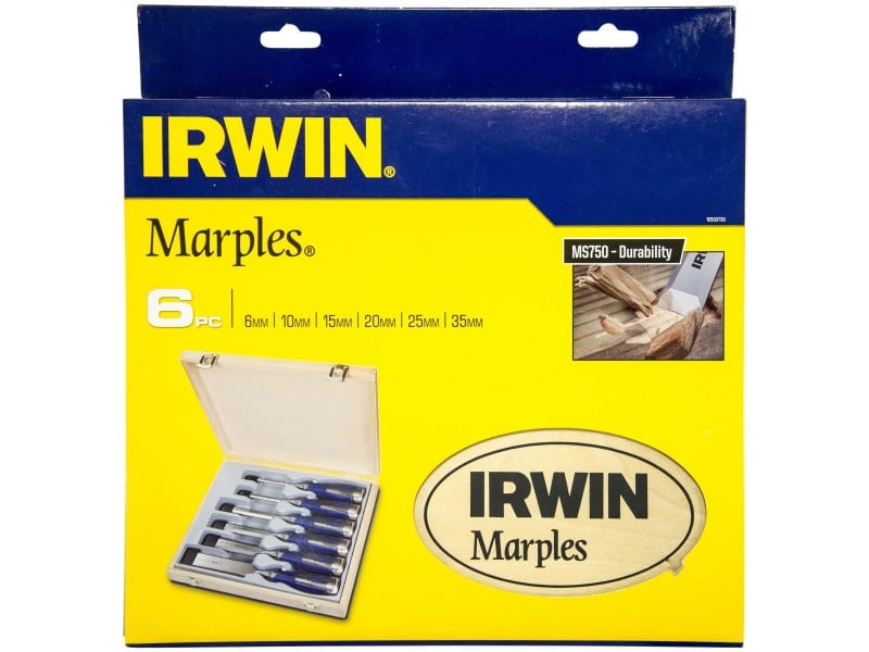 IRWIN Marples Set de 6 piese pentru tăiat lemn cu mâner metalic pentru ciocan (6-10-15-20-25-35 mm)