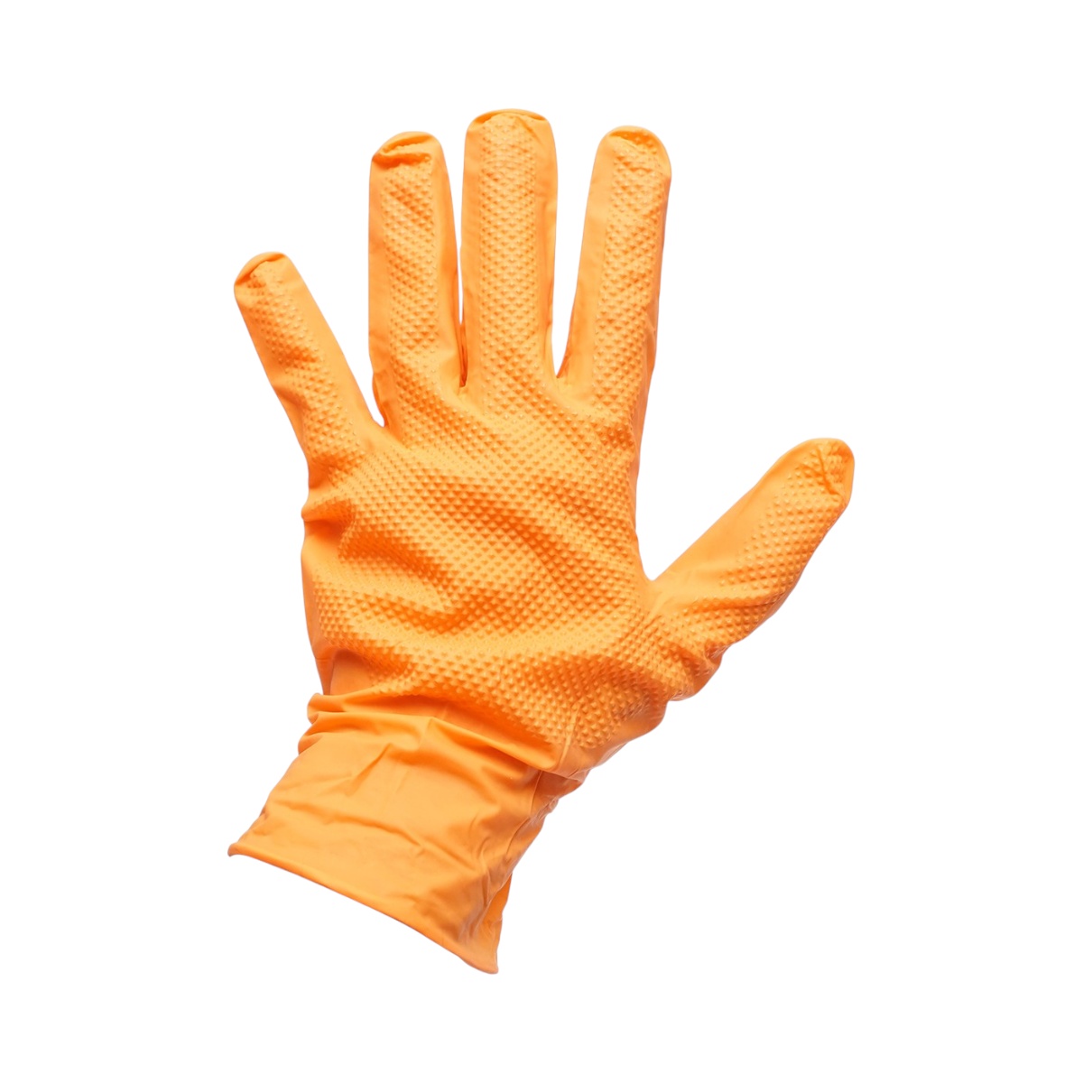 Manusi din nitril portocalii nepudrate cu textura diamond grip, marimea M, 50 buc/cutie, Cod: DISTT82 - 1 | YEO