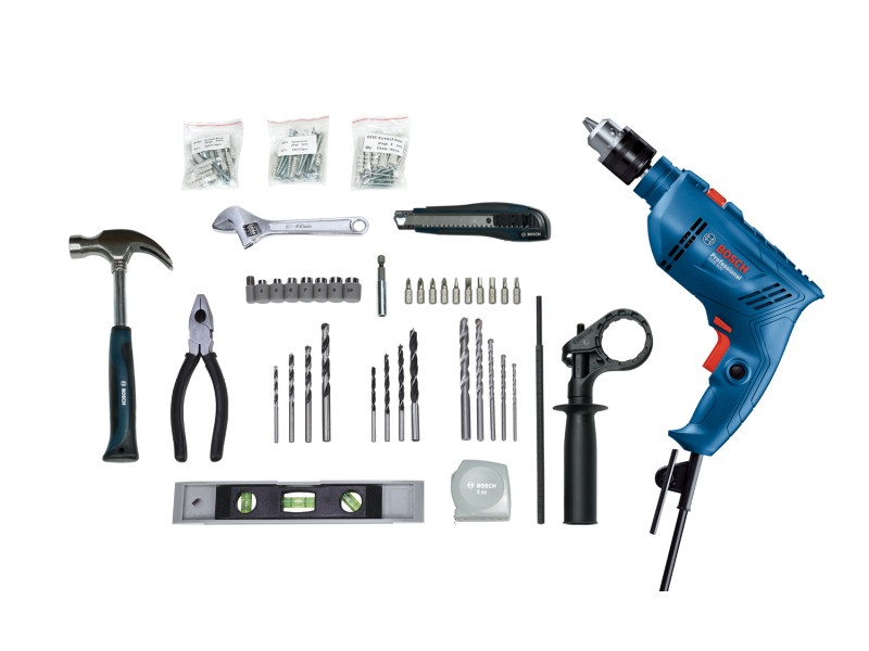 Mașină de găurit cu percuție BOSCH GSB 600 + set de accesorii din 100 de piese în cutie / 600 W - 2 | YEO