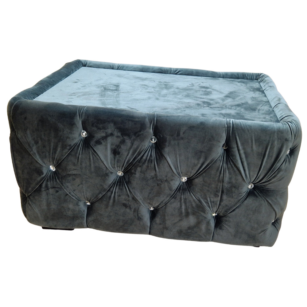 Masuta Chesterfield, 80x60x30cm, Luna V-19 Antracith, Glasspandoor - 1 | YEO