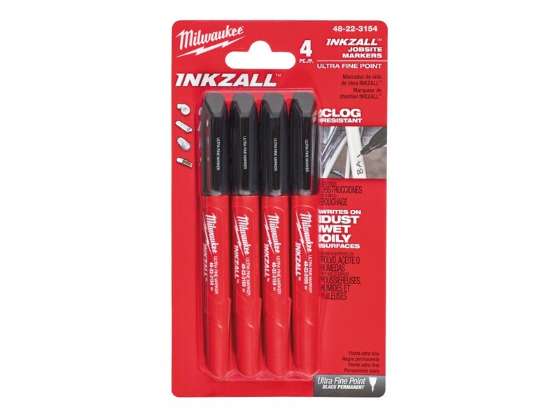 MILWAUKEE INKZALL™ Fetru de marcat cu vârf subțire (negru) (4 buc)