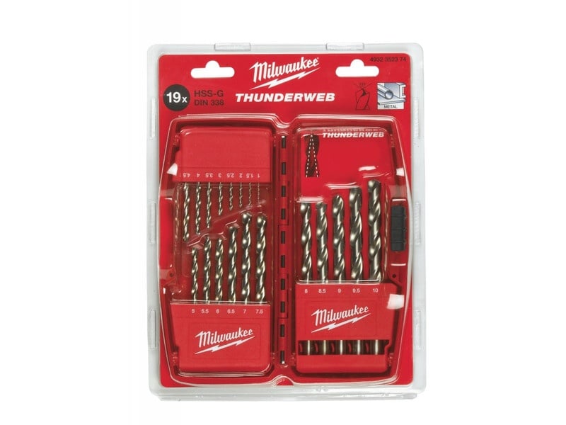 MILWAUKEE Set de 19 burghie 1,0-10,0 mm HSS-G DIN 338 - 1 | YEO