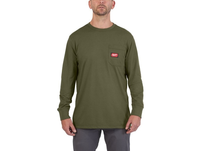 MILWAUKEE Tricou cu buzunare cu mânecă lungă verde WTLSGRNII S