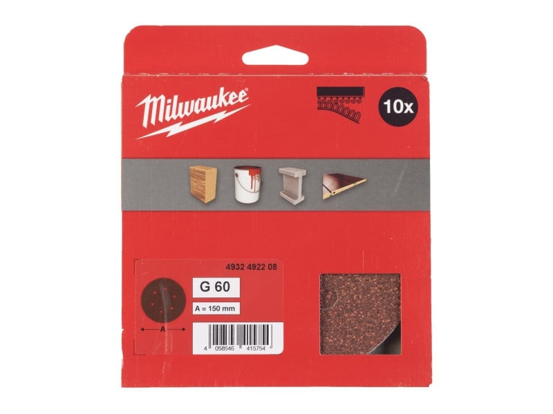 MILWAUKEE Velcro tampon de șlefuit STD 150 mm / P60 6 găuri (10 buc)