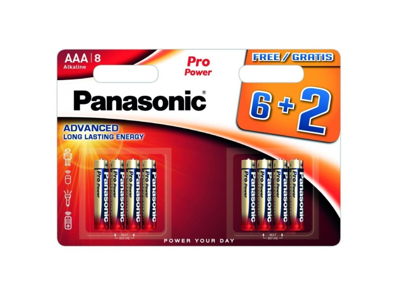 PANASONIC AAA/micro baterii alcaline de 1,5 V cu durată de viață foarte lungă (8 buc)