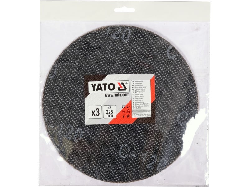 Plasă de șlefuit YATO Velcro 225 mm / P120 (3 buc)