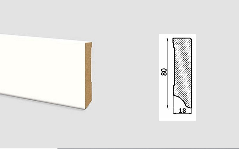 Plinta Mdf, alba, 240 x 1.8 x 8 cm, Cubic, P80C.01, Egger - 2 | YEO