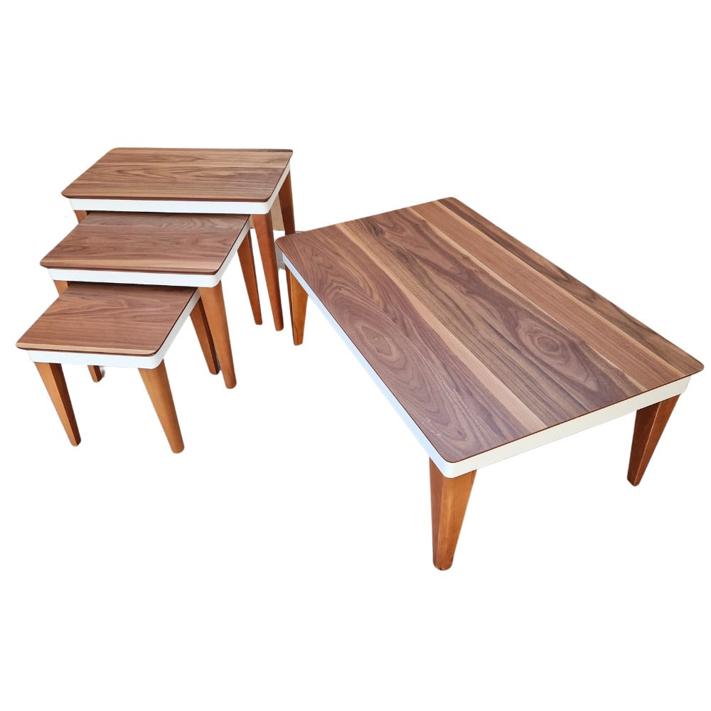 Set 4 masute Naturen, Brown Wood, Glasspandoor - 3 | YEO