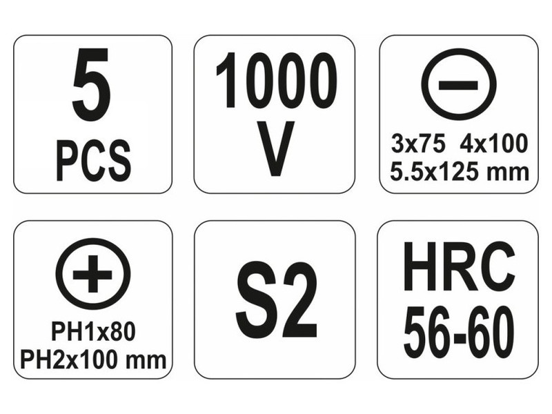 Set de șurubelnițe YATO 5 piese izolate până la 1000 V