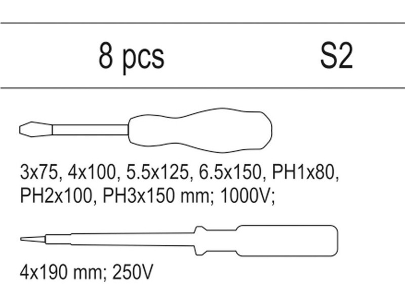 Set șurubelnițe YATO 8 piese izolate până la 1000 V (inserție în sertar) - 1 | YEO