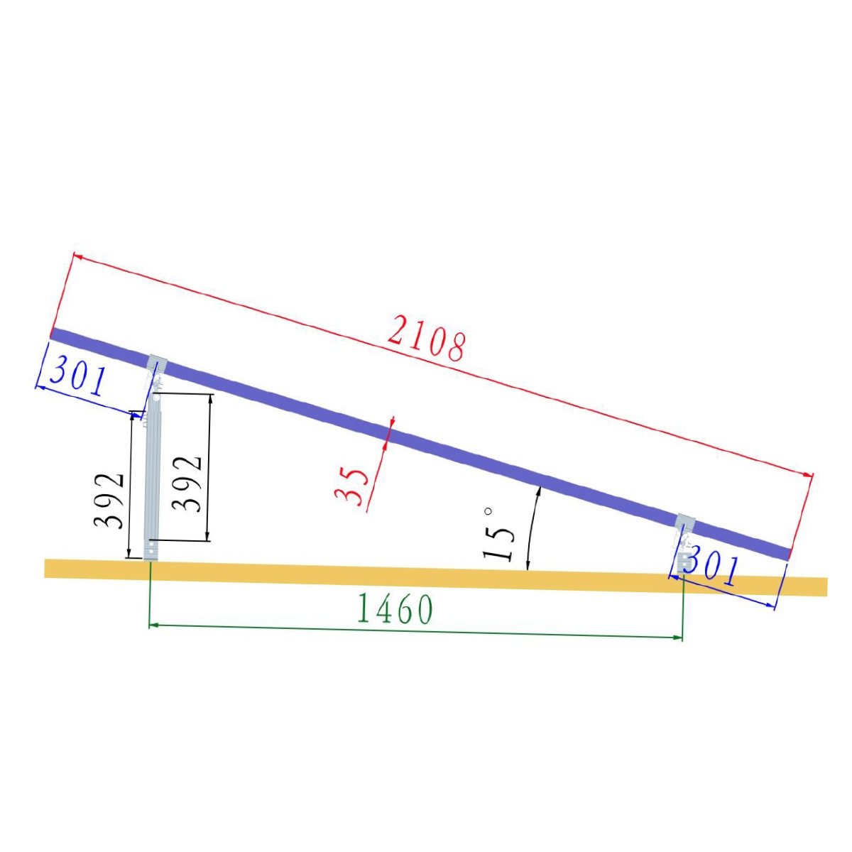 Sistem complet montare, structura acoperis pentru 4 panouri solare fotovoltaice cu unghi reglabil 15-30 grade, Cod: BK77904, Brand: BRECKNER GERMANY - 1 | YEO