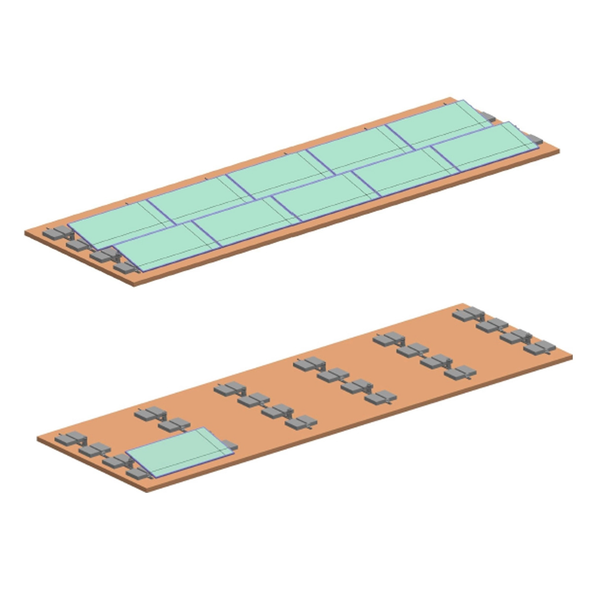 Sistem complet montare, structura terasa sud pentru 10 panouri solare fotovoltaice Yunghi 10 grade, Cod: BK77905, Brand: BRECKNER GERMANY