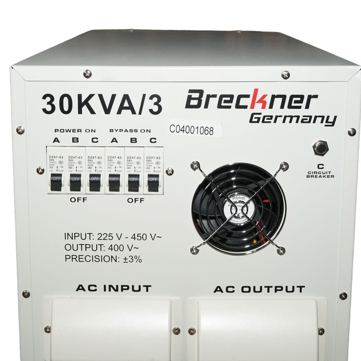 Stabilizator automat de tensiune 30KVA, 24KW trifazat cu servomotor, Cod: BK69936, Brand: BRECKNER GERMANY