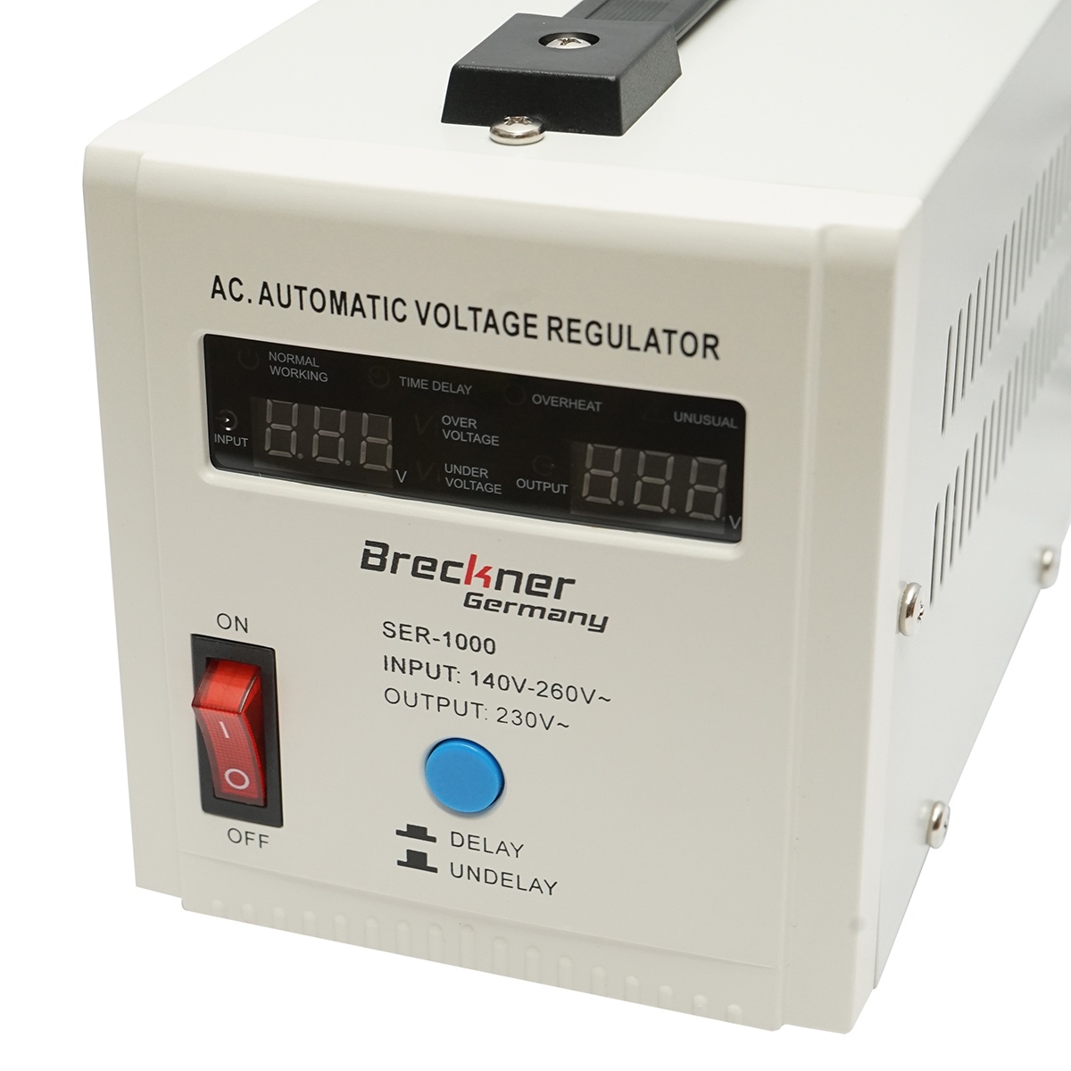 Stabilizator automat de tensiune monofazic cu releu 1000VA/140-260V, 2 prize schuko 230V, afisaj LCD , Cod: BK79719, Marca: BRECKNER GERMANY - 3 | YEO