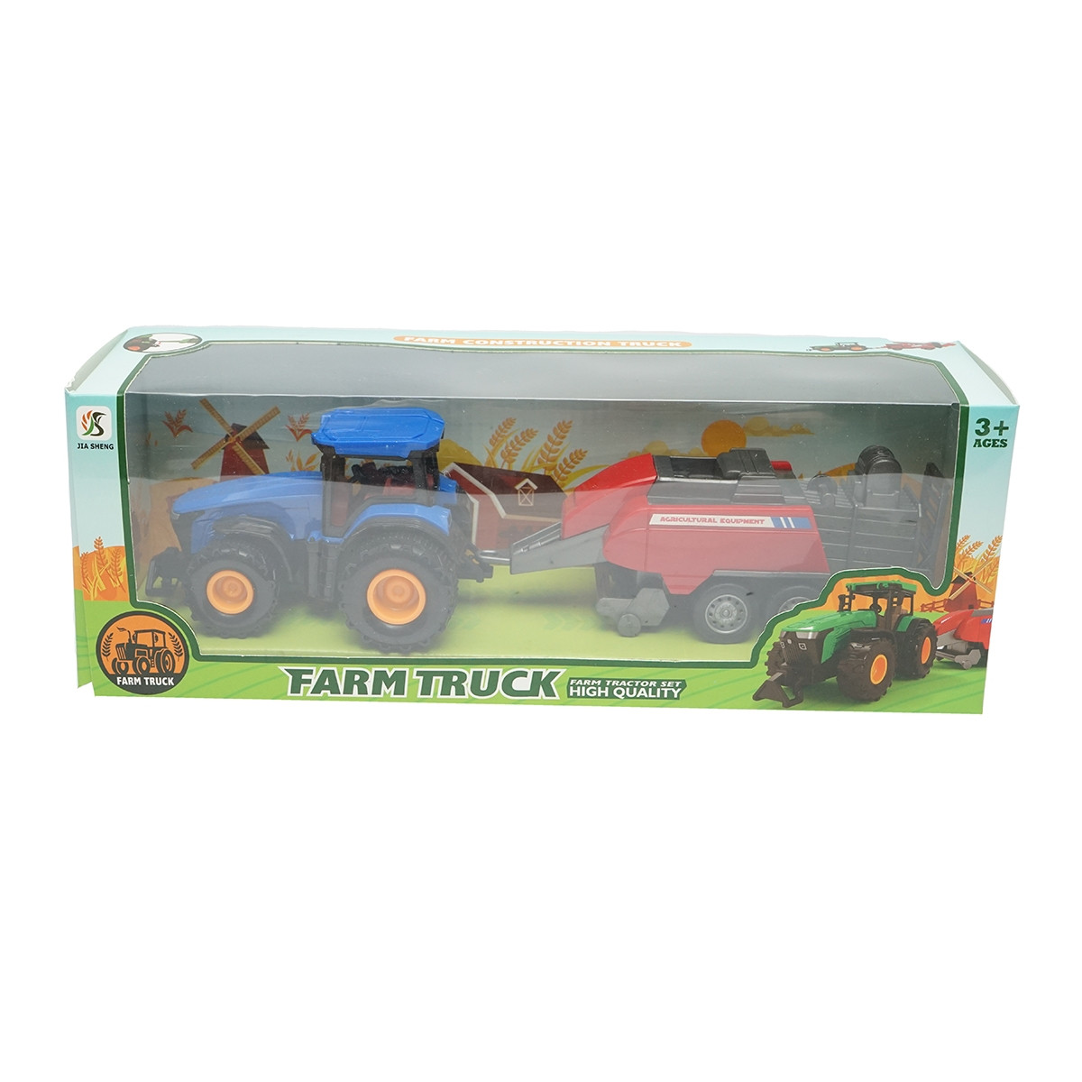 Tractor albastru cu remorca, 304x85x83mm jucarie copii +3 ani, Cod: DISLW89B