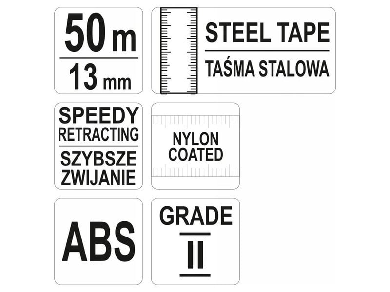 YATO Bandă de măsurare 50 m x 13 mm oțel