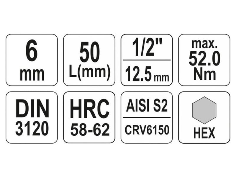 YATO Bit cheie tubulară Allen 1/2" 6 mm CrV - 3 | YEO