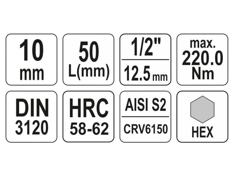 YATO Bit cheie tubulară cheie Allen 1/2" 10 mm CrV