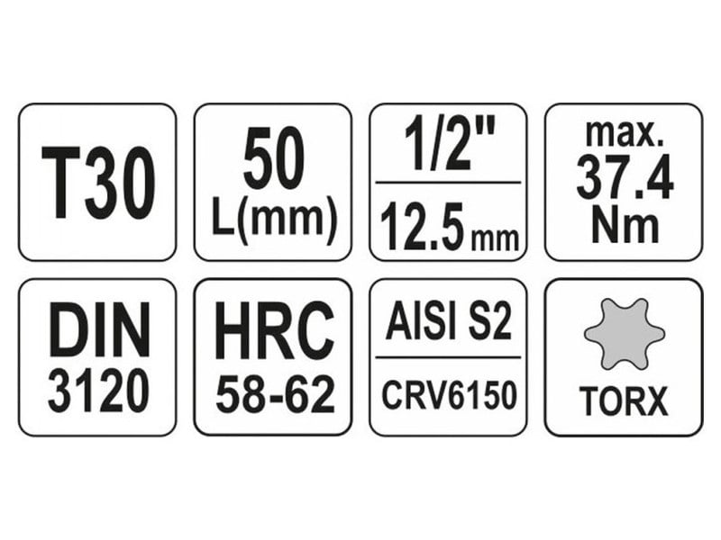 YATO Bit cheie tubulară Torx 1/2" T30 CrV