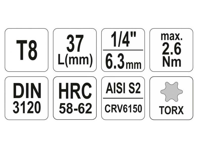 YATO Bit cheie tubulară Torx 1/4" T8 CrV